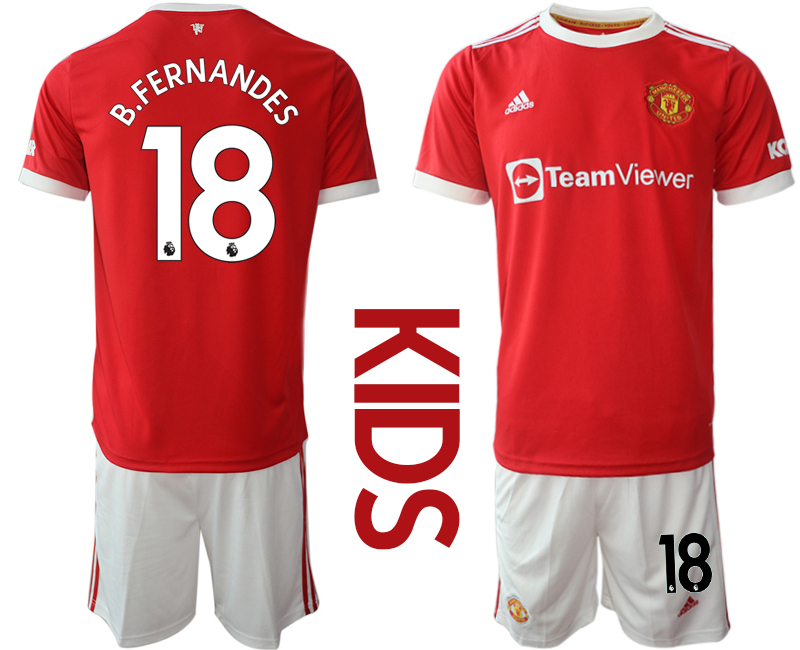 Youth 2021-2022 Club Manchester United home red #18 Soccer Jersey